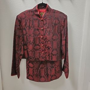 Chinese Jacquard Jacket & Skirt Silk Blend "Suit"